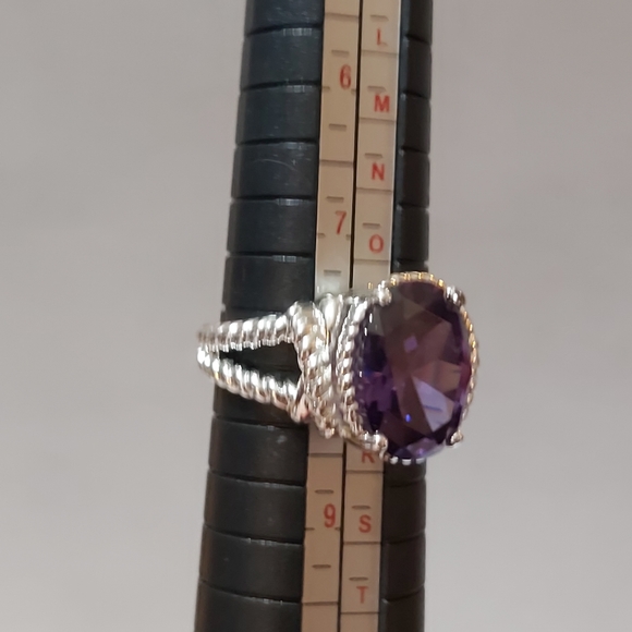 Silver Plated Avon Rope Ring w/Amethyst Stone - Picture 7 of 7